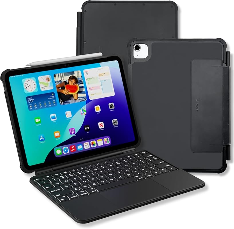Rugged iPad 10th Generation Case with Keyboard, Backlit, and Large Tra