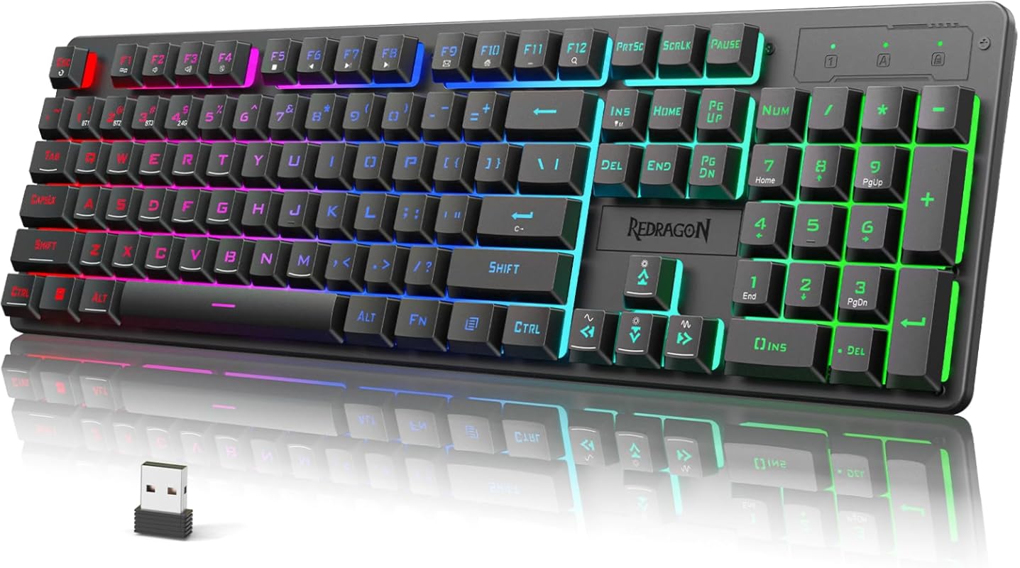 Redragon K521KS Wireless Gaming Keyboard, Tri-Mode BT/2.4G/USB-C RGB M