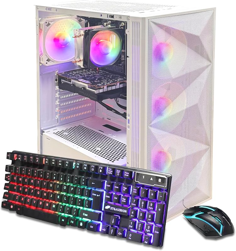 STGAubron Gaming PC with AMD Ryzen 7 5700X, RTX 3060, 16GB RAM, and 1T