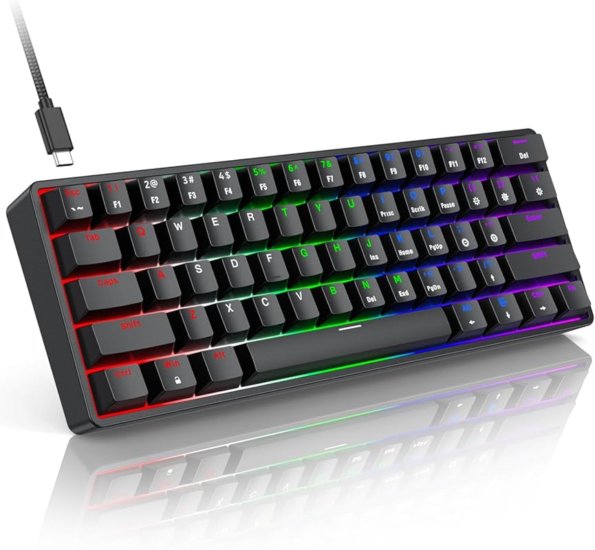 TECURS 60% Compact Mechanical Keyboard with RGB Backlight, Linear Red 