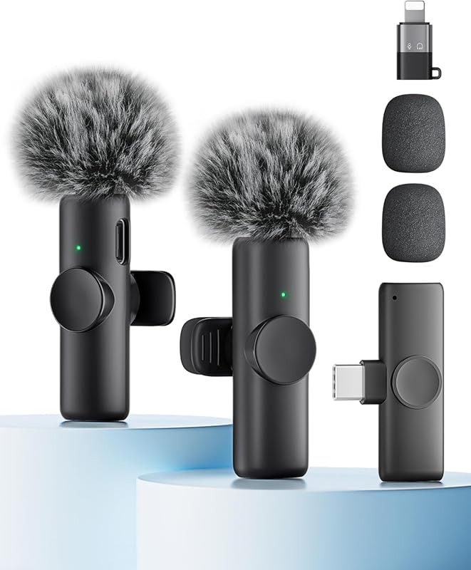Wireless Lavalier Microphones for iPhone and Android – Plug and Play for Videos and Podcasts