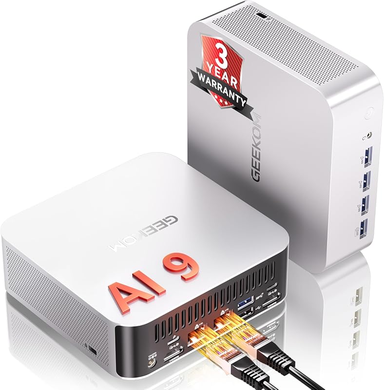 GEEKOM A9 Max AI Mini PC, with AMD Ryzen AI 9 HX 370 , Copilot+ PC, Ra