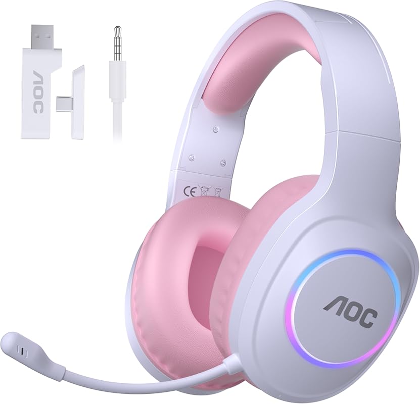 Wireless gaming headphones for PC and PS5 with 2.4GHz and Bluetooth 5.