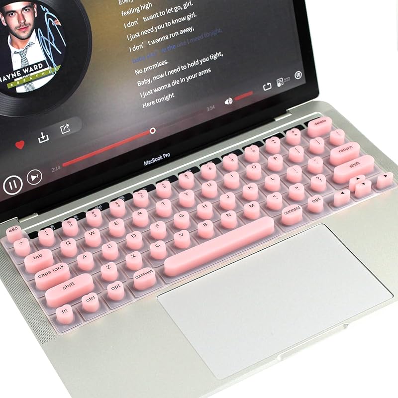 Silicone Keyboard Cover for Long Nails – Pink, Compatible with MacBook