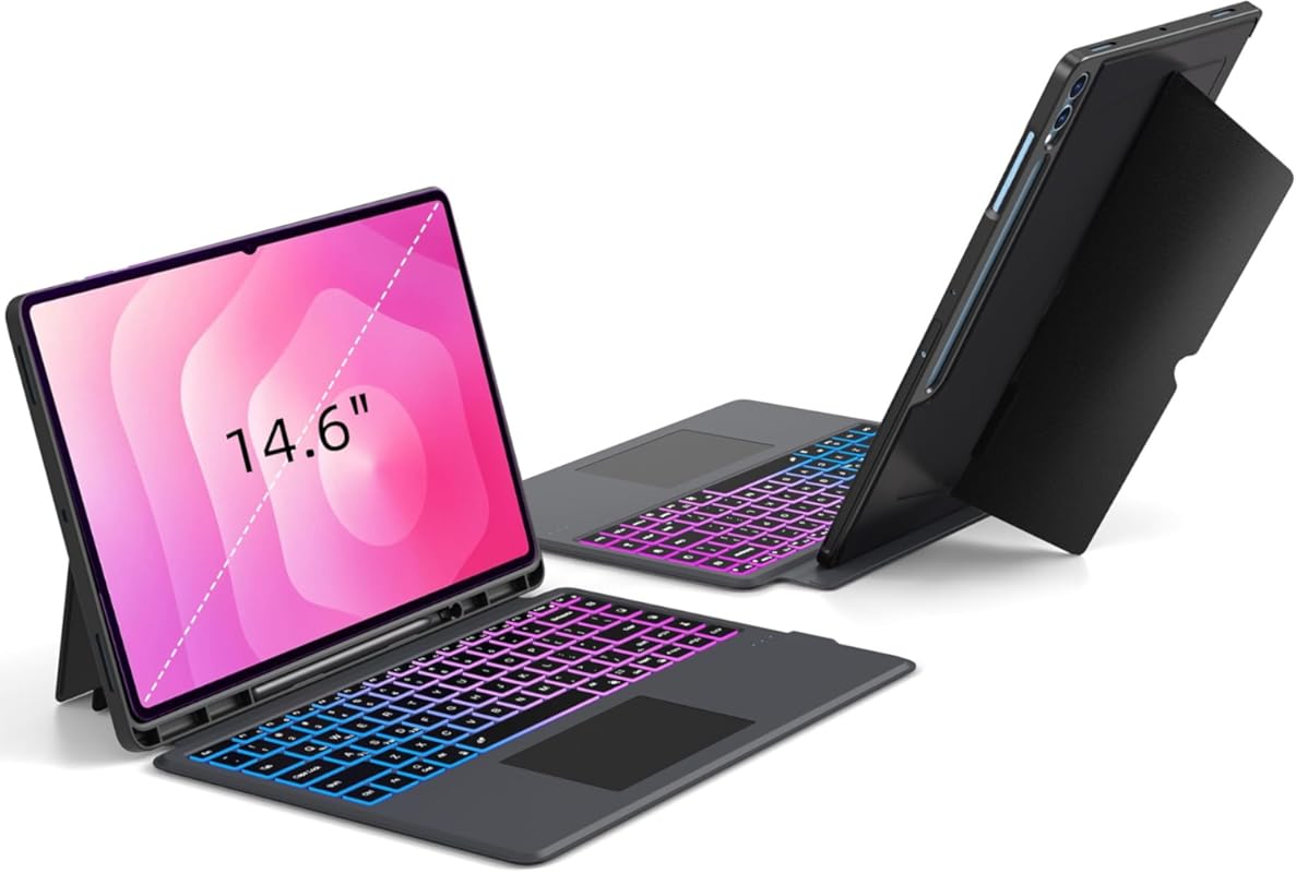 Keyboard Case for Samsung Galaxy Tab S8 Ultra – 7-Color Backlit, Track