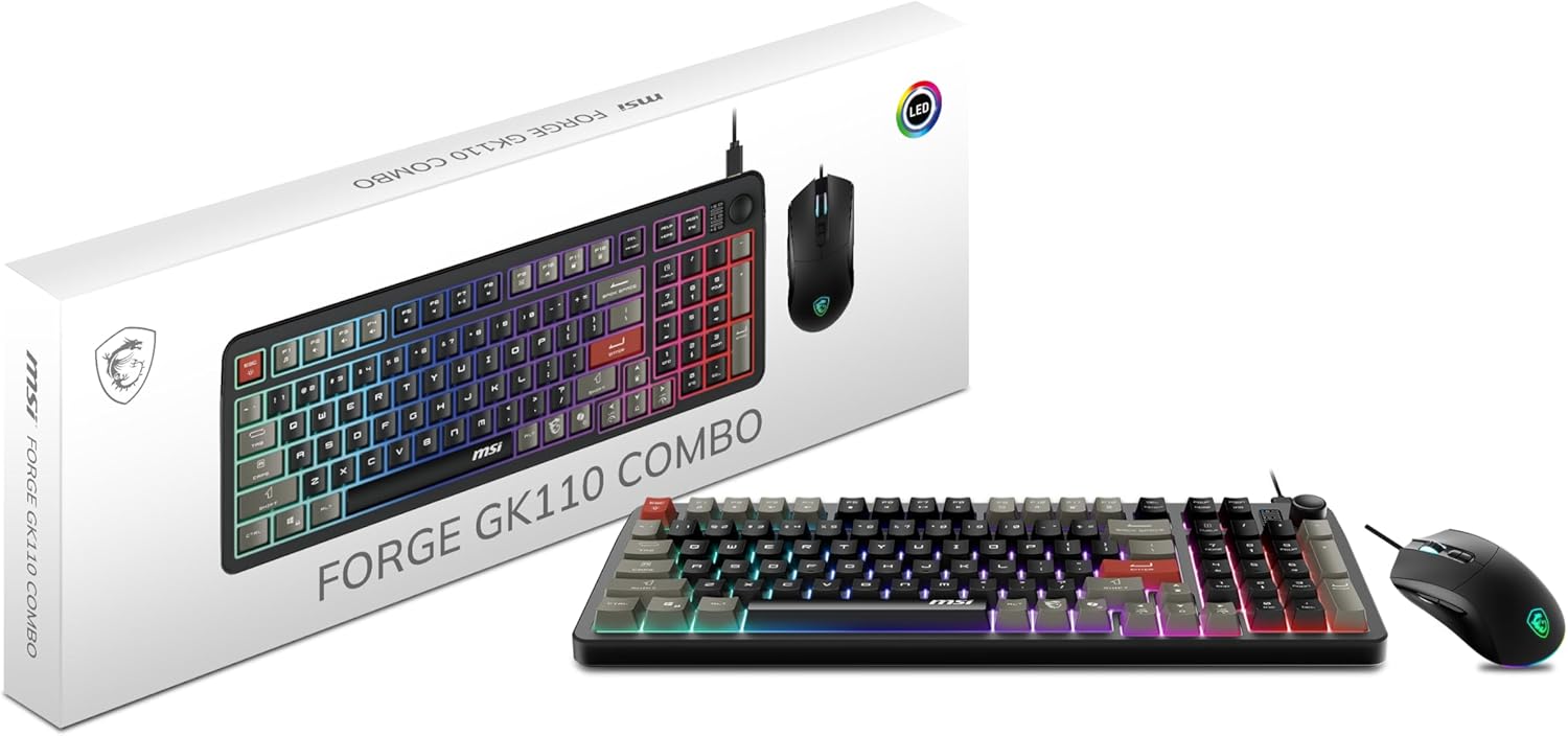 MSI Forge GK110 RGB gaming keyboard and mouse set with anti-ghosting a