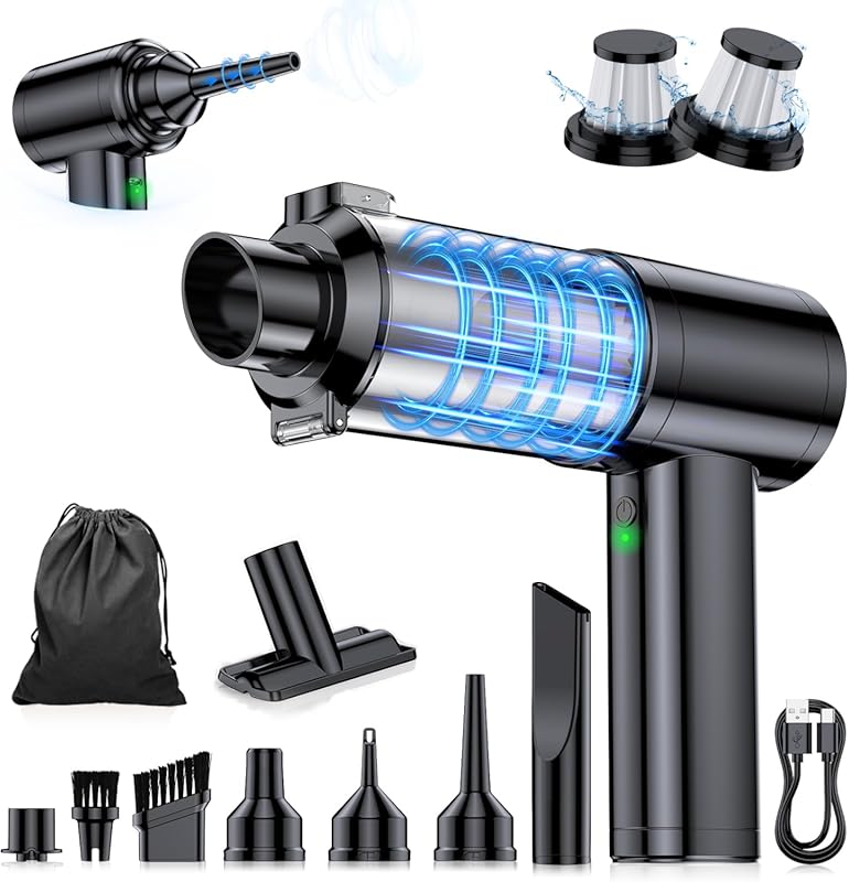 High-power cordless vacuum with 35,000Pa suction and air duster for ke