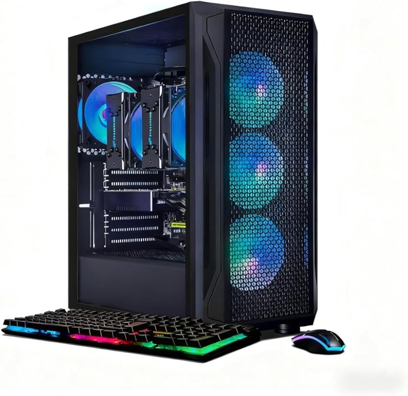 STGAubron Dual CPU Gaming PC Desktop, Dual Intel i7 Xeon E5 up to 3.7G, Radeon RX 580 8G, 16GB DD