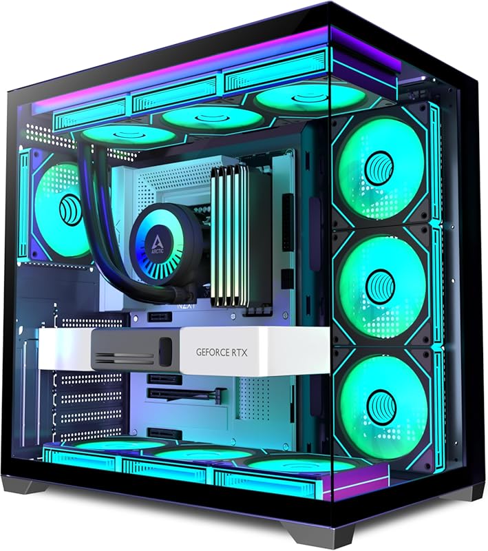 Mid-Tower Gaming Case with 9 PWM ARGB Fans and 360mm Radiator Support