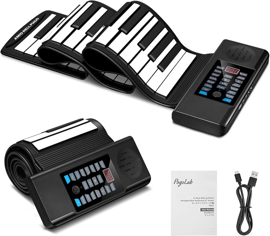 Portable roll-up electric piano with LED display, 128 tones and rhythm