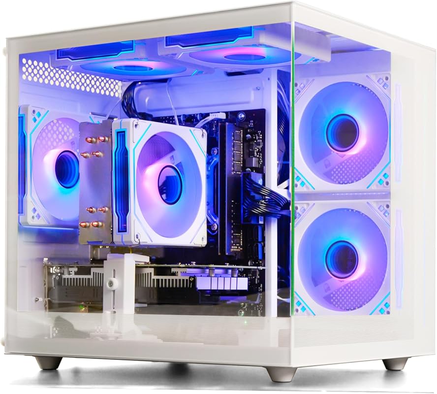 Gaming PC with Ryzen 7 5700X, RTX 5060, 32GB DDR4, 1TB NVMe SSD, and W
