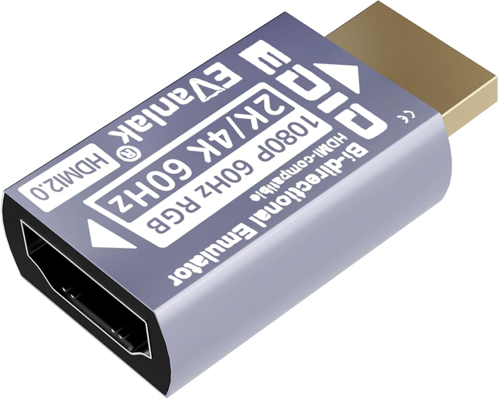 EVanlak HDMI Passthrough EDID Emulator Adapter - Virtual Monitor Headl