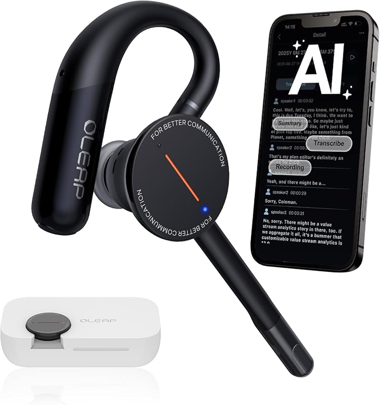 Archer AI Voice Recorder Earpiece, Wireless Single Ear Bluetooth Heads