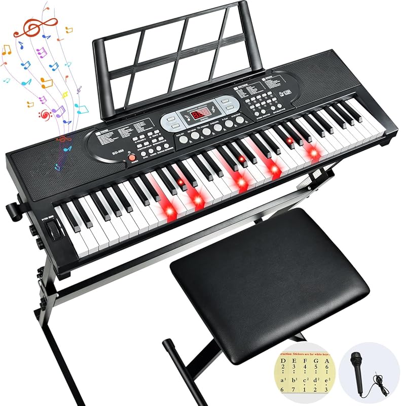 61-Key Lighted Keyboard Piano with Teaching Mode, Built-In Speakers, a