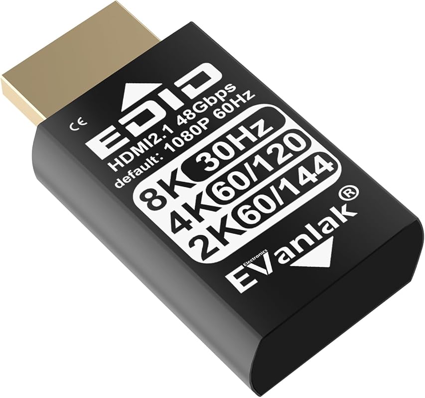 EVanlak 8K 30Hz HDMI Dummy Plug, 4K EDID Emulator Headless Ghost Displ