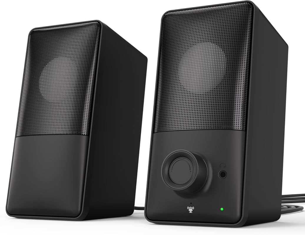 Computer Speakers with Bluetooth 5.4, 14W Bass, USB and AUX, Built-in