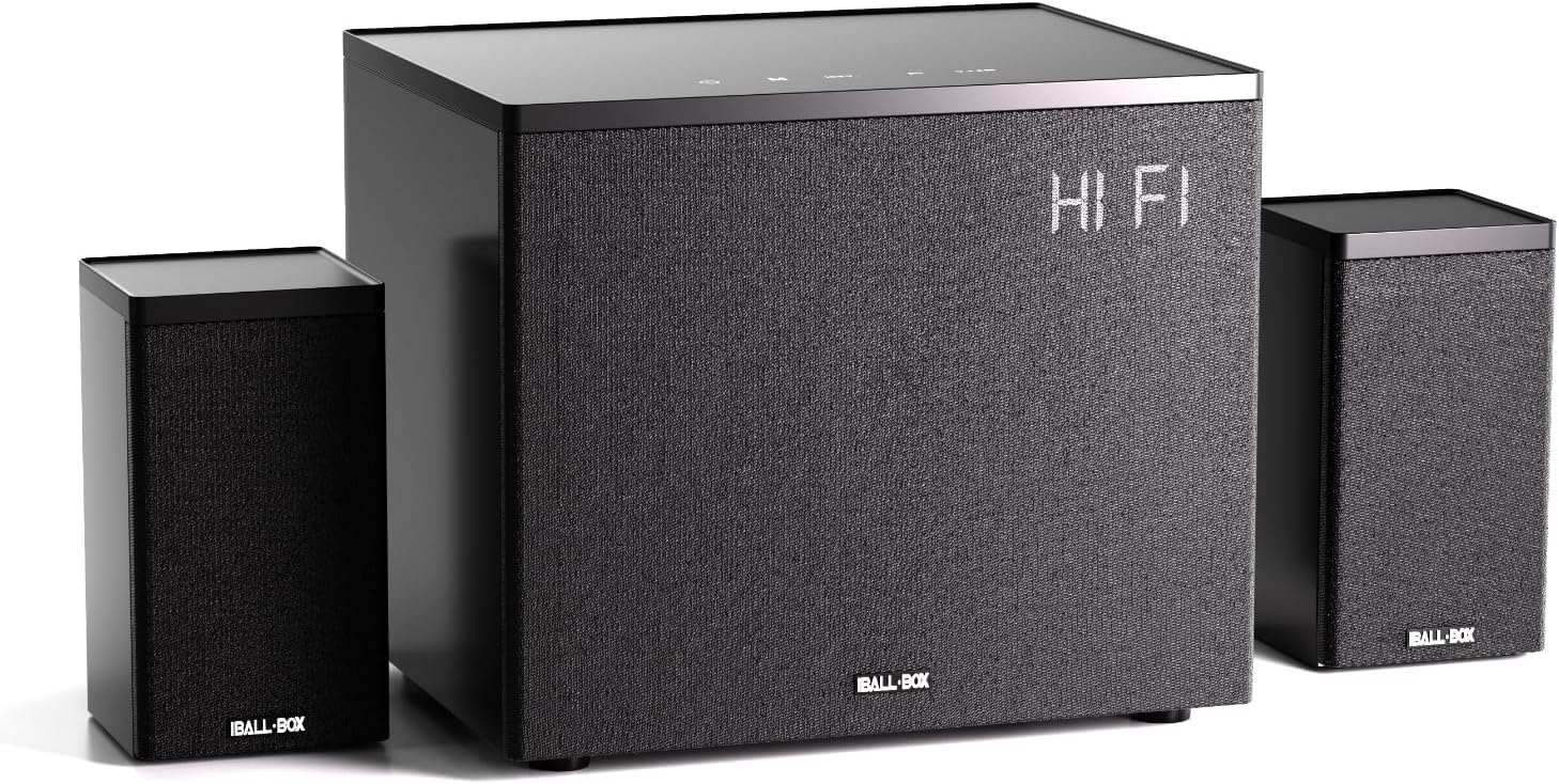 2.1 PC speakers with deep bass, Bluetooth, USB, and optical connectivi