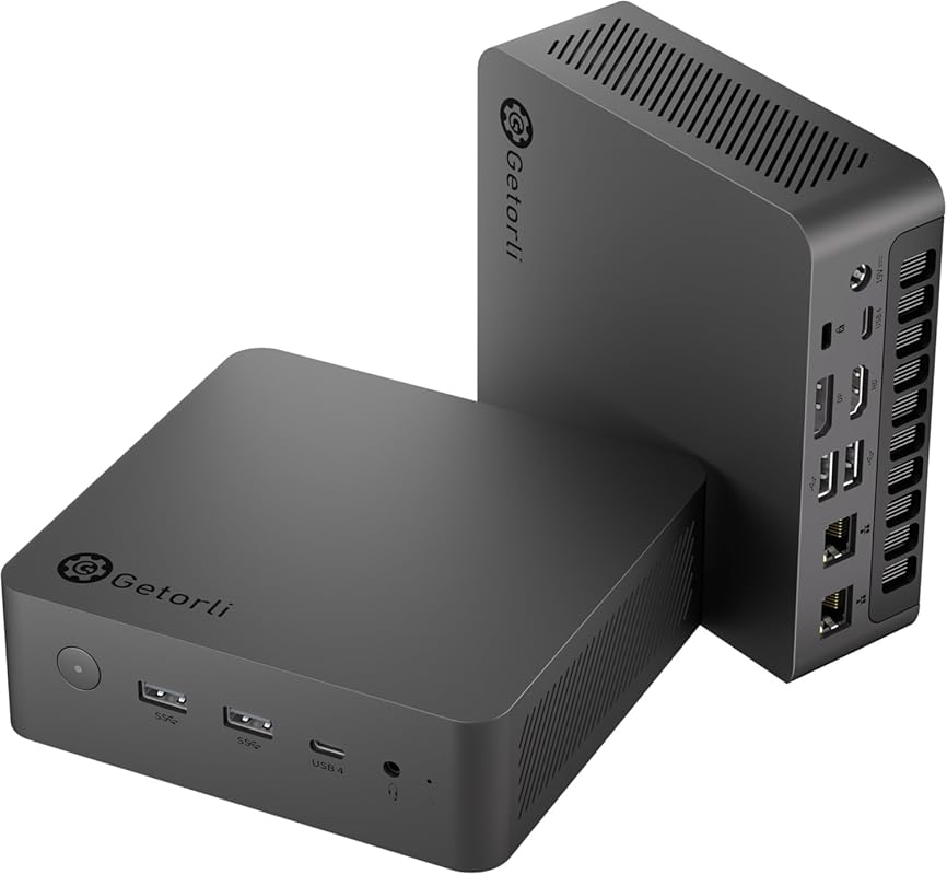 Getorli Mini PC, Dual LAN AMD Ryzen 7 PRO 8845HS , Mini Computers 32GB