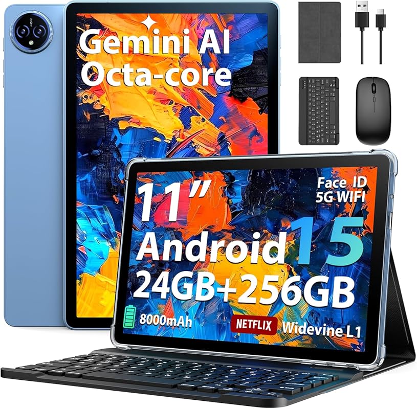2026 Android 15 tablet with keyboard, 24GB RAM, 2TB expandable storage