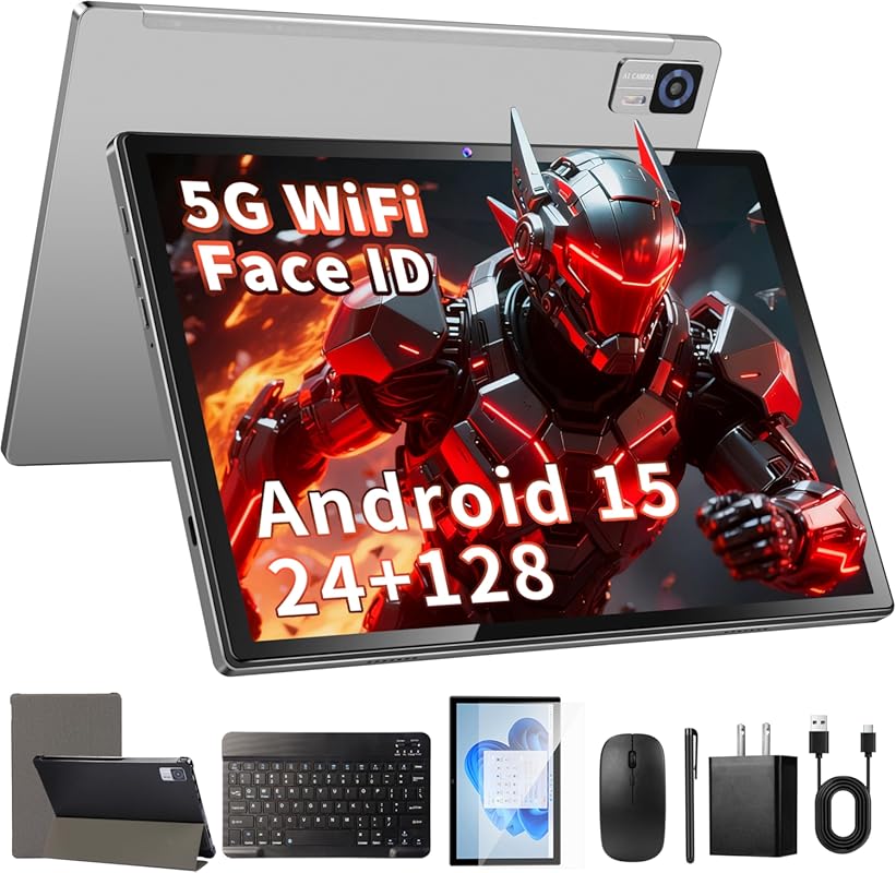 Android Tablet with Keyboard, 10 inch Android 15 Tablet with 24GBRAM+1