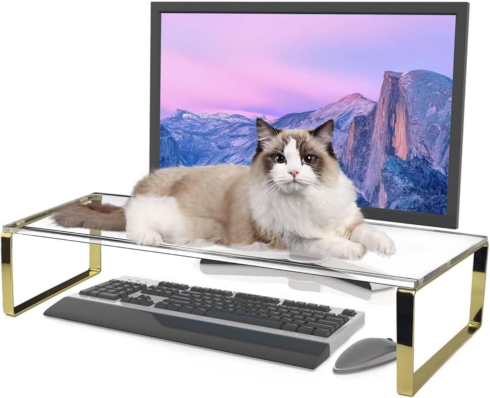 Large 20-inch clear acrylic keyboard cover and monitor stand to keep c