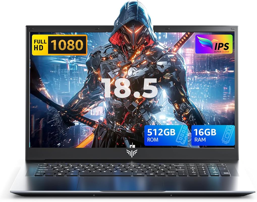 18.5-inch laptop with 16GB RAM, 512GB SSD, Intel N150, 8000mAh battery