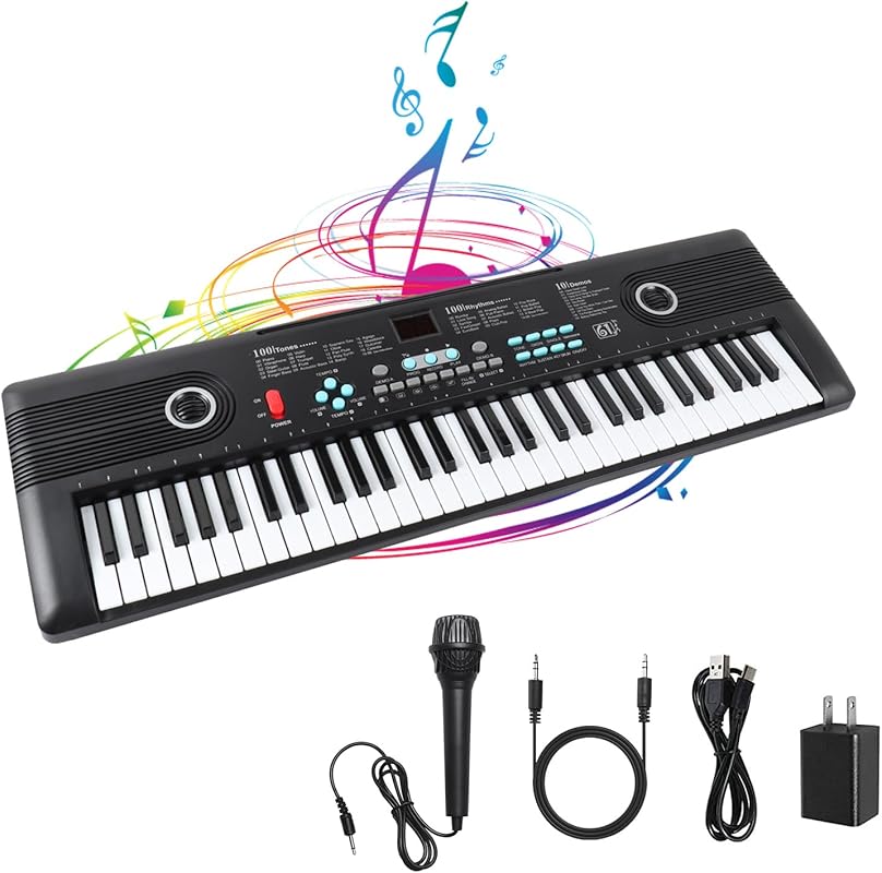 61-key electronic keyboard piano with built-in speaker and microphone,