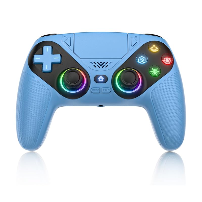Dinosoo RGB Wireless Controller for PS5 and PC with Bluetooth, Turbo, 