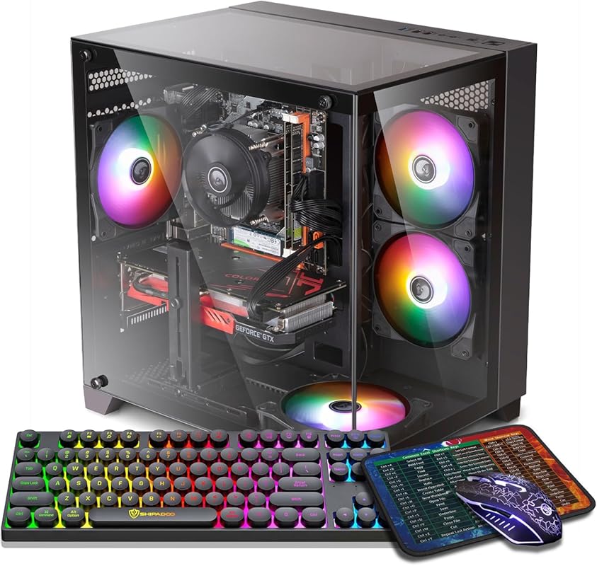 Gaming PC Desktop Computer, Intel Core I5 up to 3.6GHz, RX 560 4G GDDR5, 16G RAM, 512GB NVME SSD
