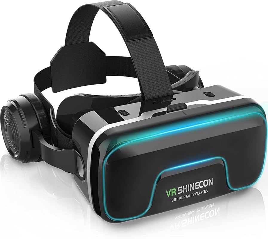VR Headset with Built-in Headphones – 120° FOV and Aspherical Lenses f
